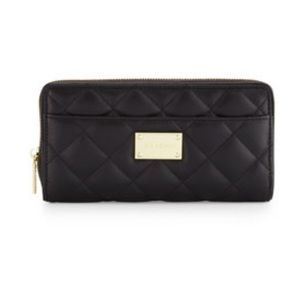 St John Black Quilted Zip Around Wallet